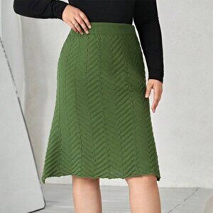 Green A-Line Flared Knit Skirt Fits 3XL Runs Smaller